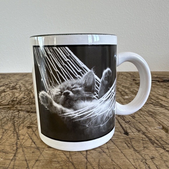 Vintage Cat Hammock Nap David McEnery Coffee Mug 1997 Adorable Collectible - Picture 3 of 9